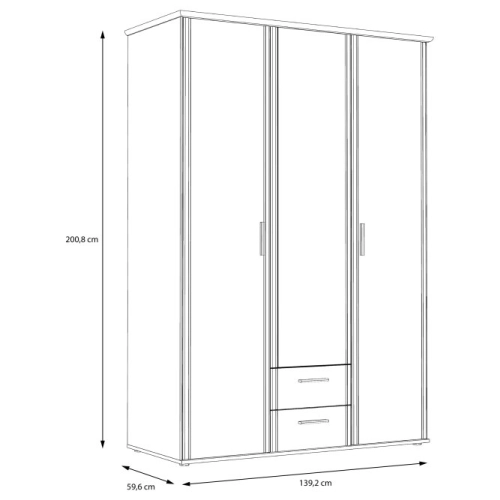 Szafa z lustrem i szufladami 140 cm Dąb Sonoma
